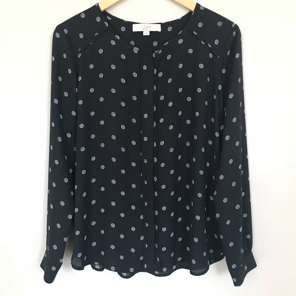 Loft Polka Dot Button Up Blouse